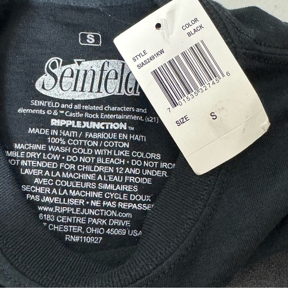 The Kramer Seinfeld T Shirt Black Short Sleeve Portrait Graphic NWT Unisex Sz S - Picture 3 of 6